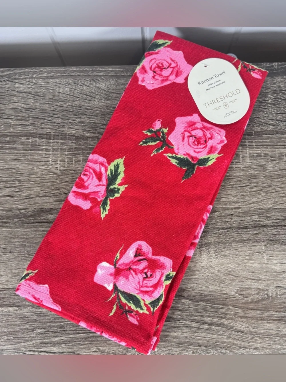 NEW Threshold Pink Rose Floral Hand Towels